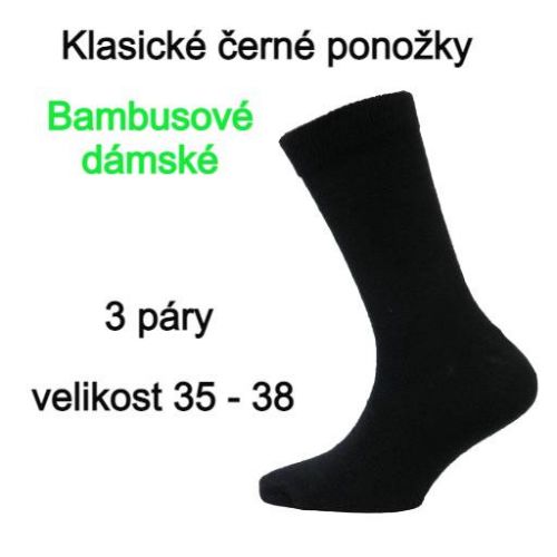 Klasické bambusové ponožky černé 3 páry