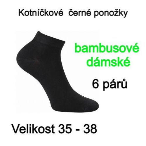 Kotníčkové černé ponožky dámské 6 párů