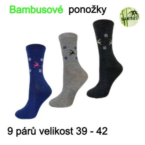 Bambusové ponožky dámské se vzorem 9 párů