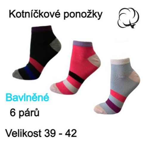 Kotníčkové barevné ponožky 6 kusů